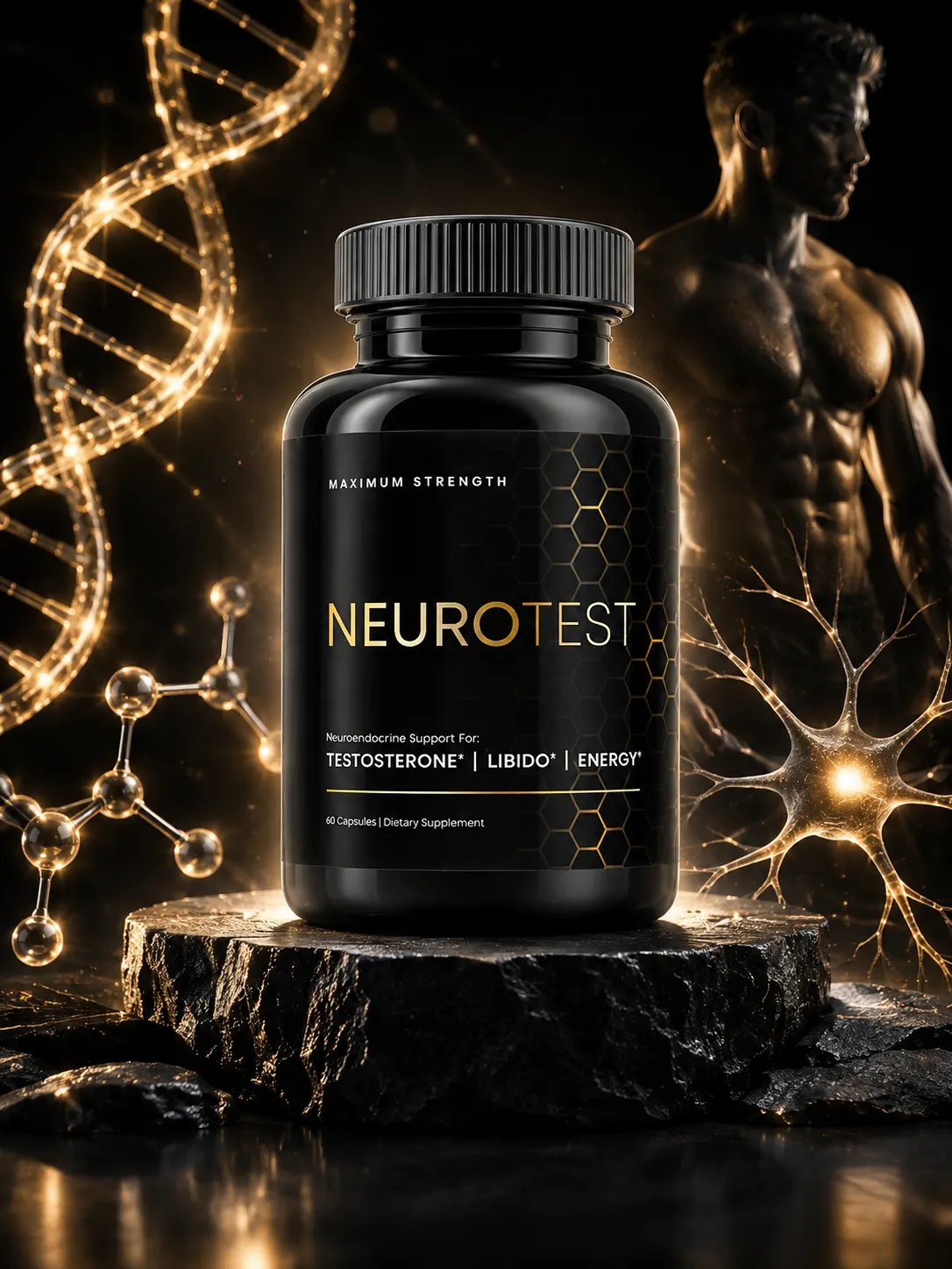 NeuroTest supplement bottle for men's testosterone and vitality support